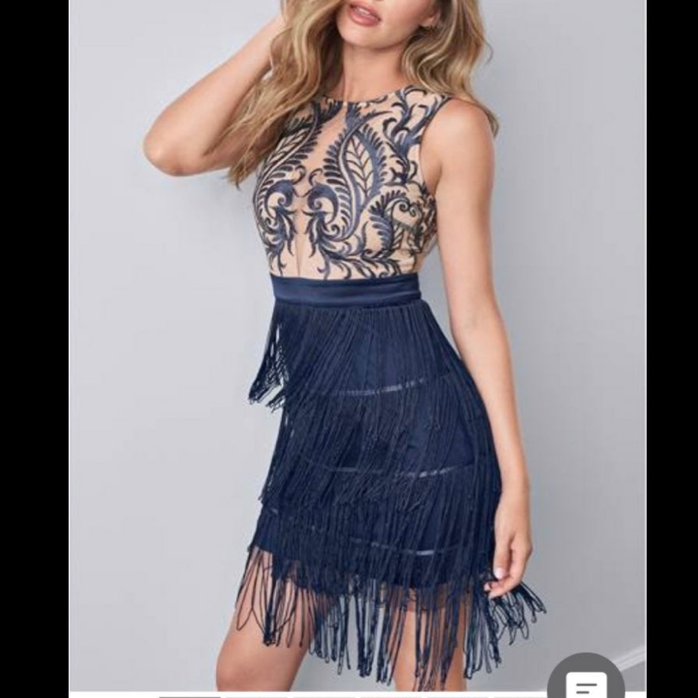 VENUS Embroidered Fringe Dress